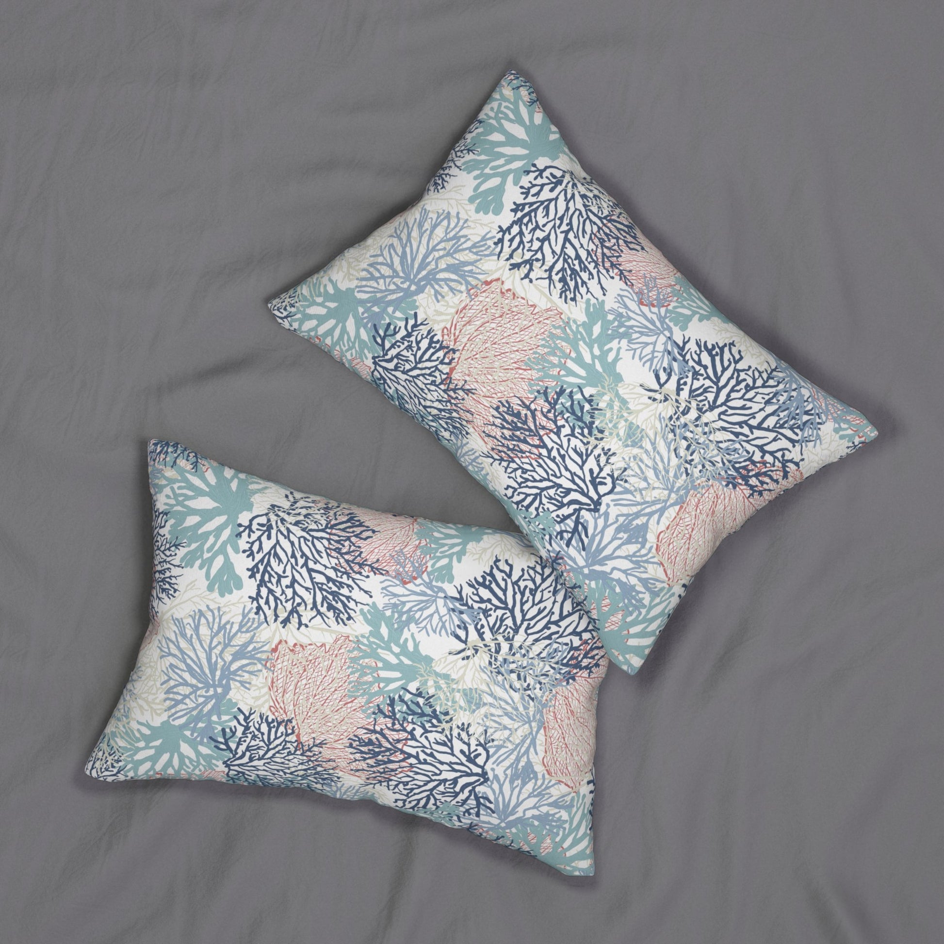 Coral Spun Polyester Lumbar Pillow - Blue Cava