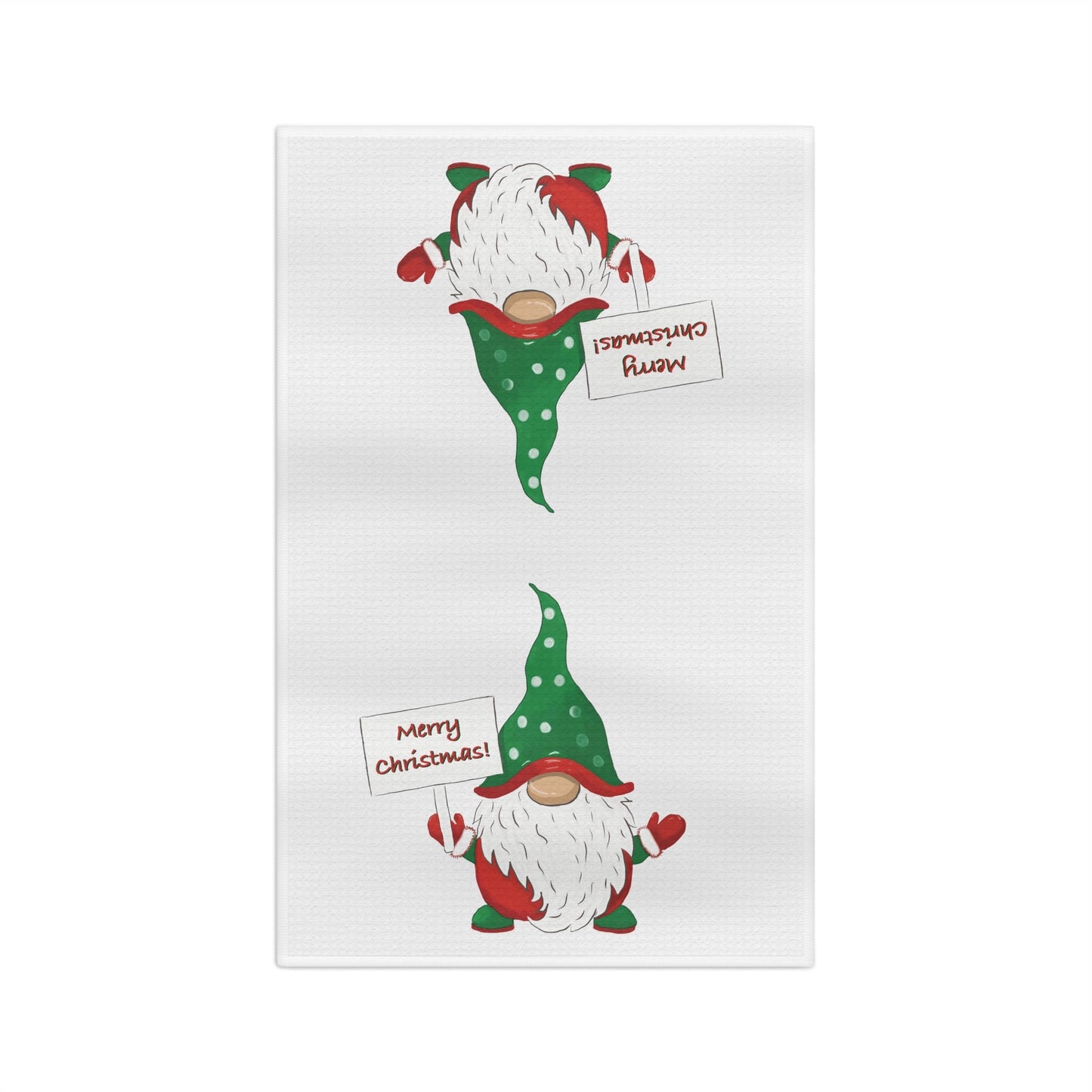 “Cringle” Christmas Gnome Microfiber Waffle Towel - Blue Cava