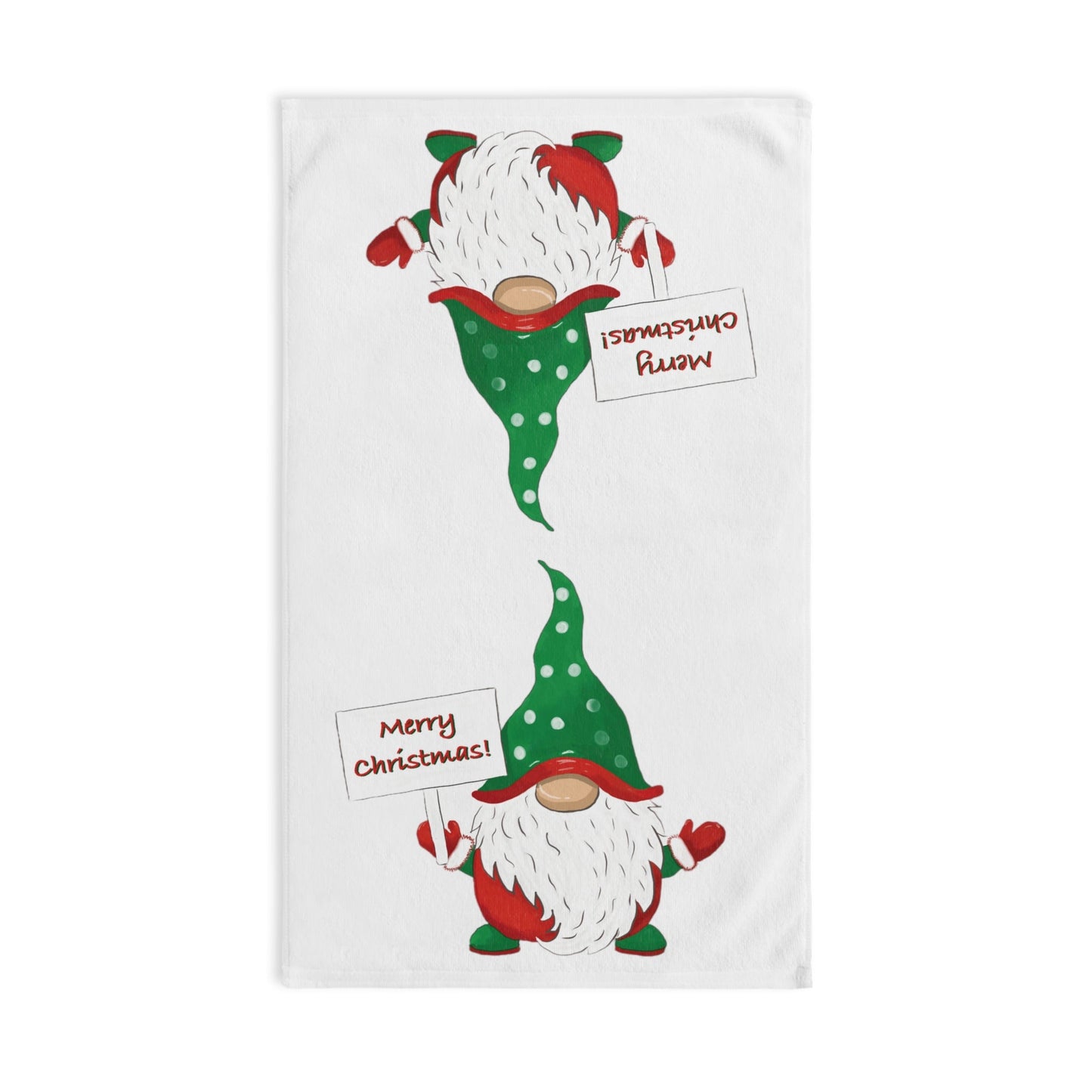"Cringle" Christmas Gnome Tea Towel (Poly/Cotton) - Blue Cava