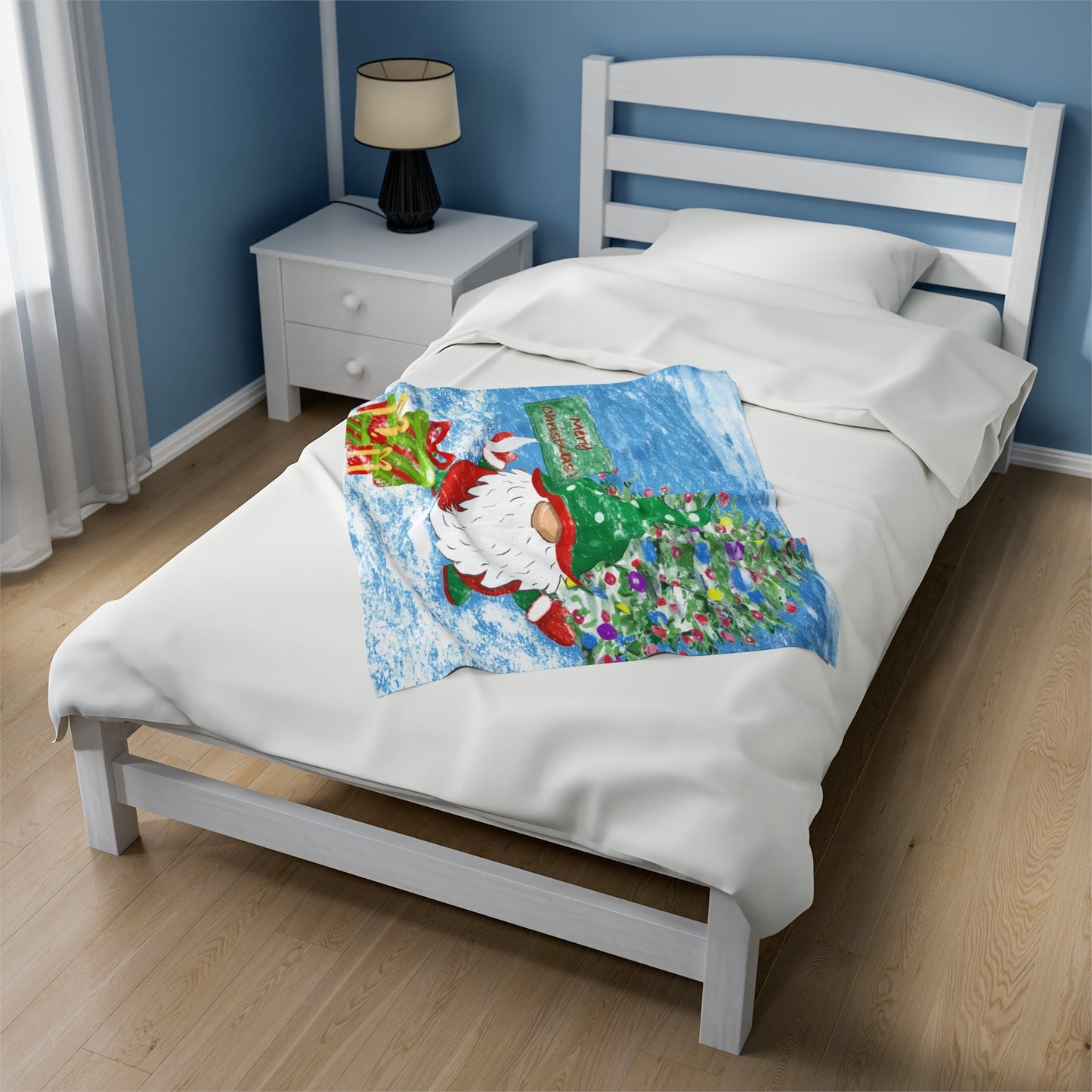Cringle Christmas Velveteen Plush Blanket - Blue Cava