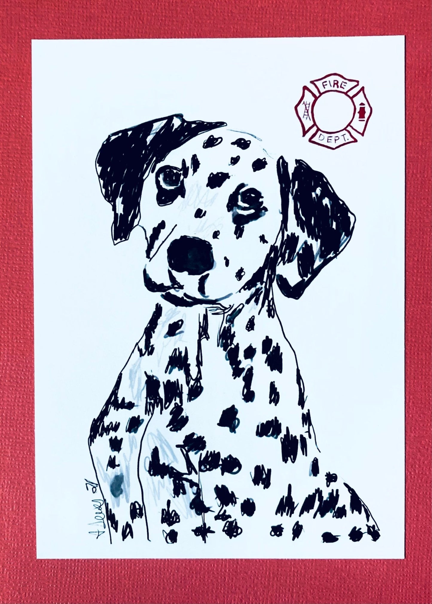Dalmatian Fire House Greeting card - Blue Cava