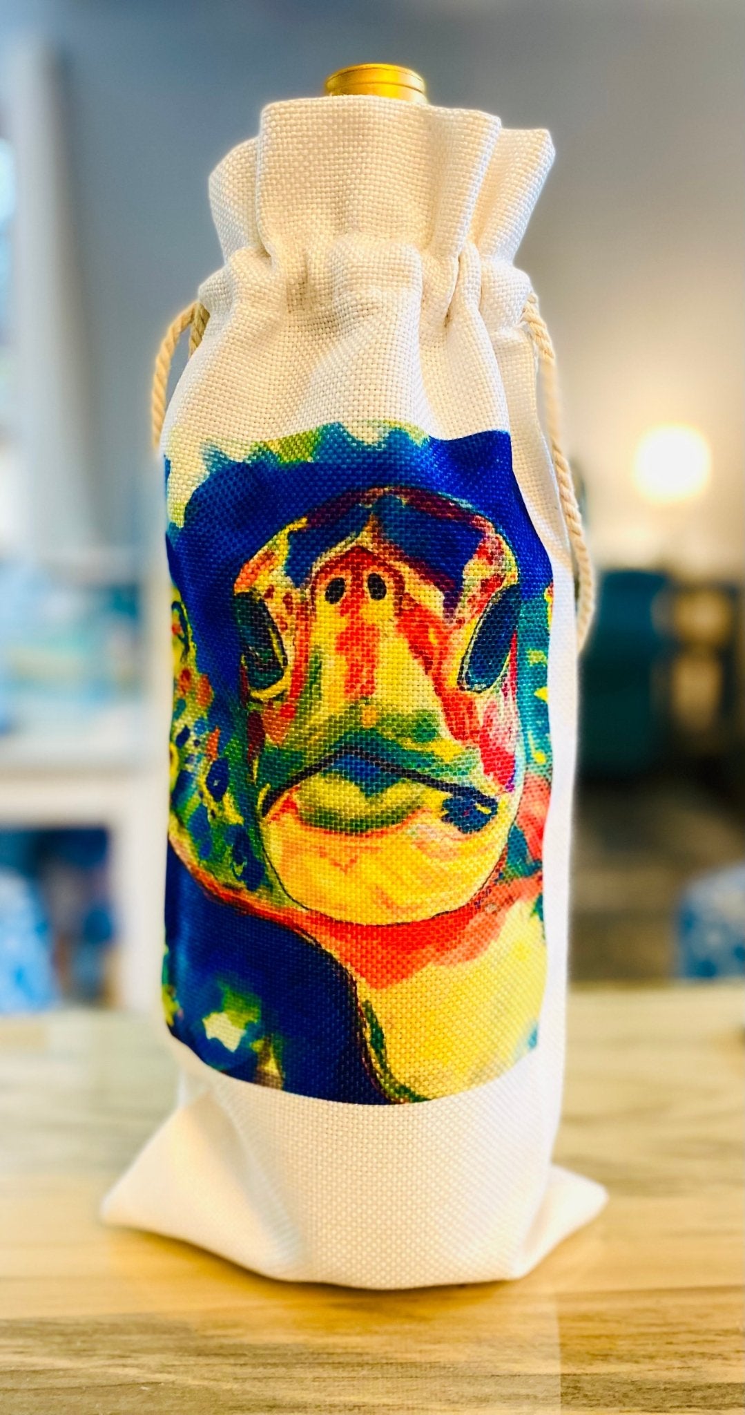 “Dieter” Rainbow Sea Turtle Wine Bag - Blue Cava