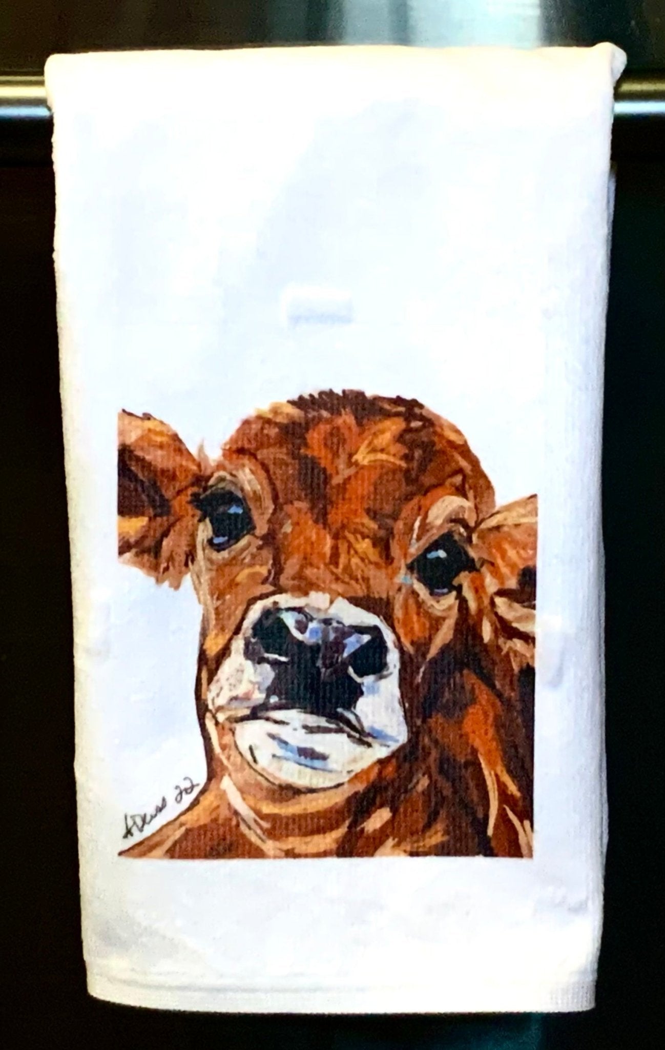 “Dirty” Cow Hand Towel (Poly/Cotton) - Blue Cava
