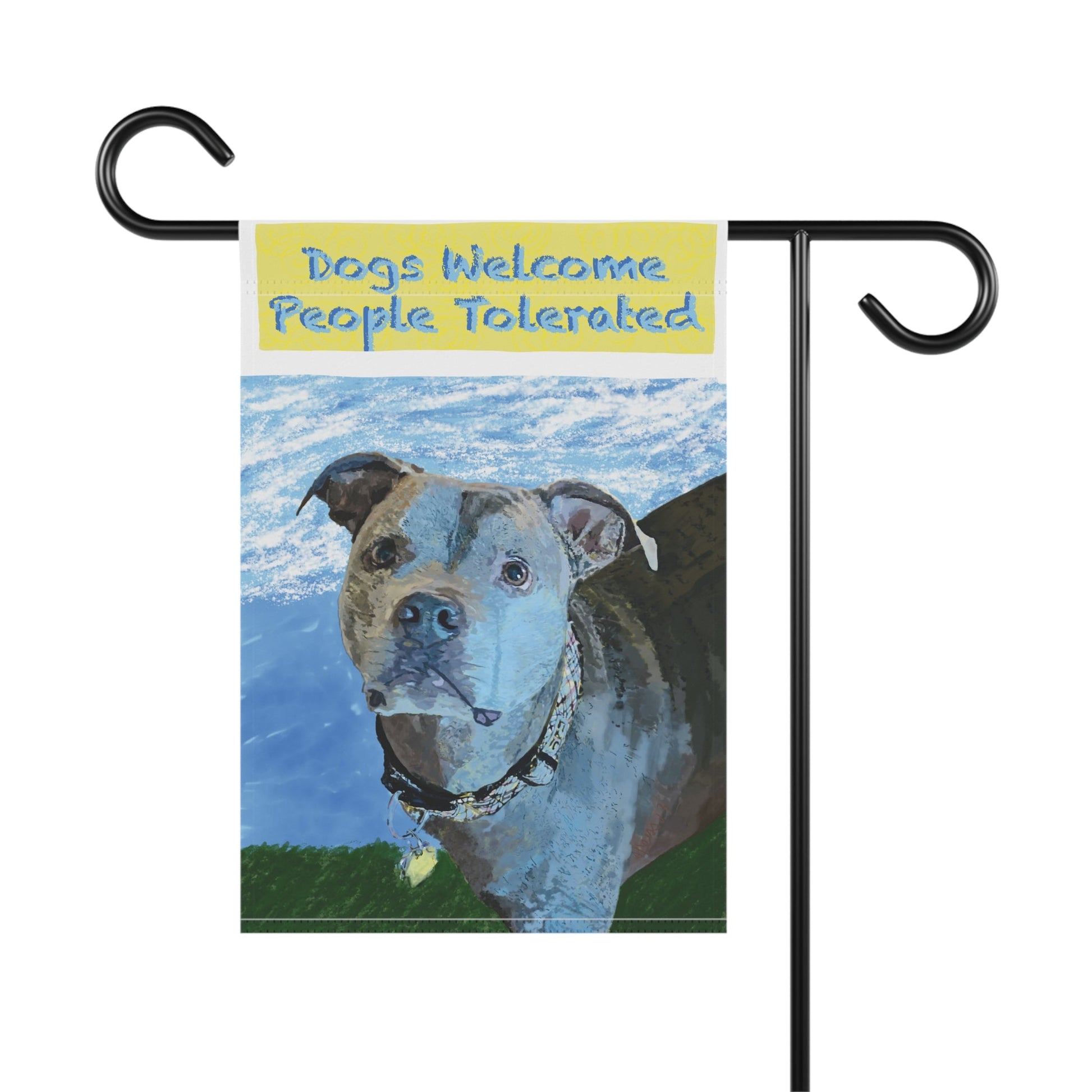 Dogs Welcome People Tolerated Garden & House Banner - Blue Cava