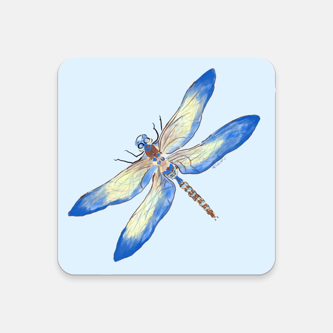 Dragonfly Cork Back Coaster-Square - Blue Cava