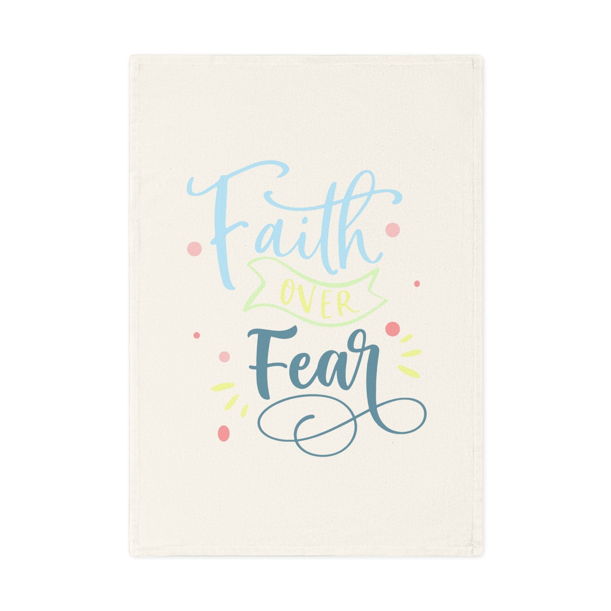 Faith Over Fear Cotton Tea Towel - Blue Cava