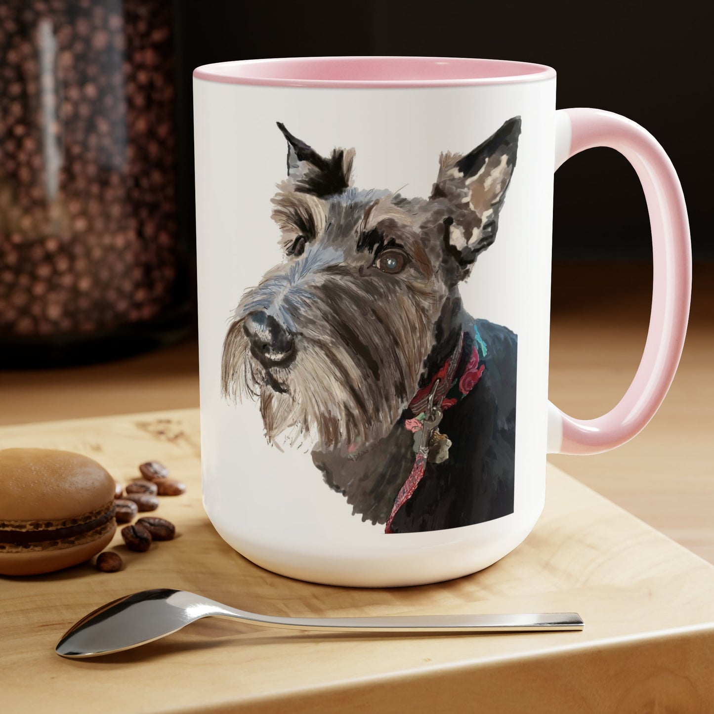 “Fala” Dog Two-Tone Coffee Mugs, 15oz - Blue Cava