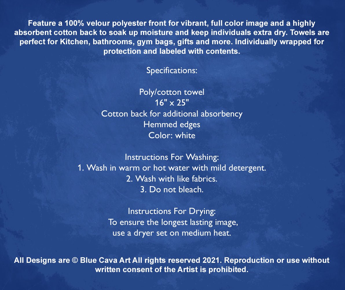 Family Circle Tea Towel (Poly/ Cotton) - Blue Cava