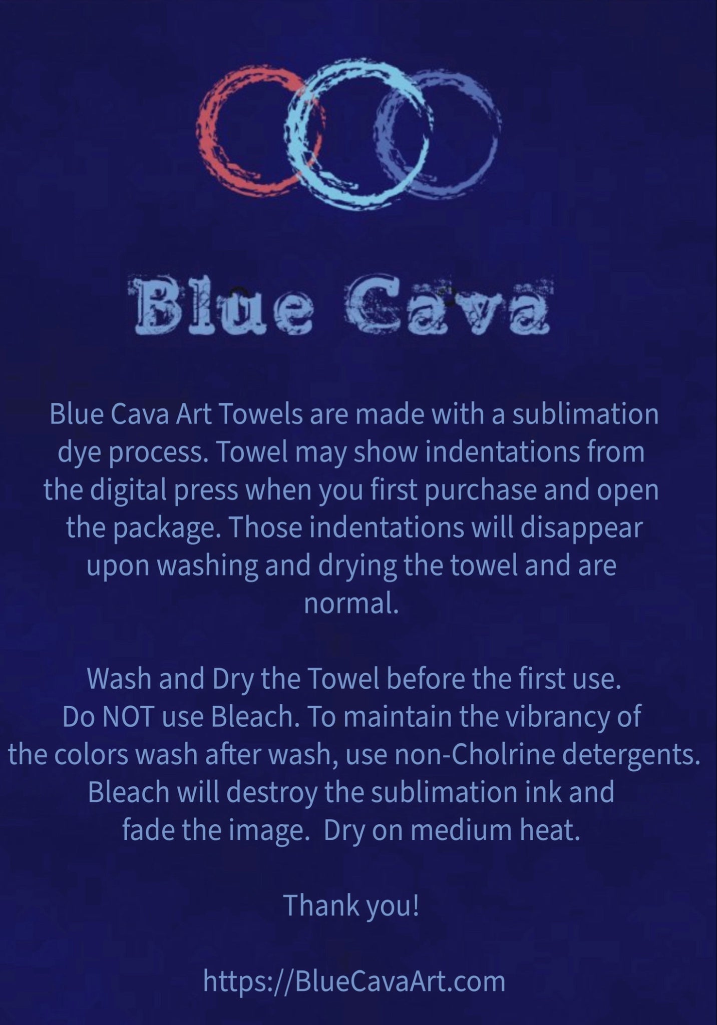 Family Circle Tea Towel (Poly/ Cotton) - Blue Cava
