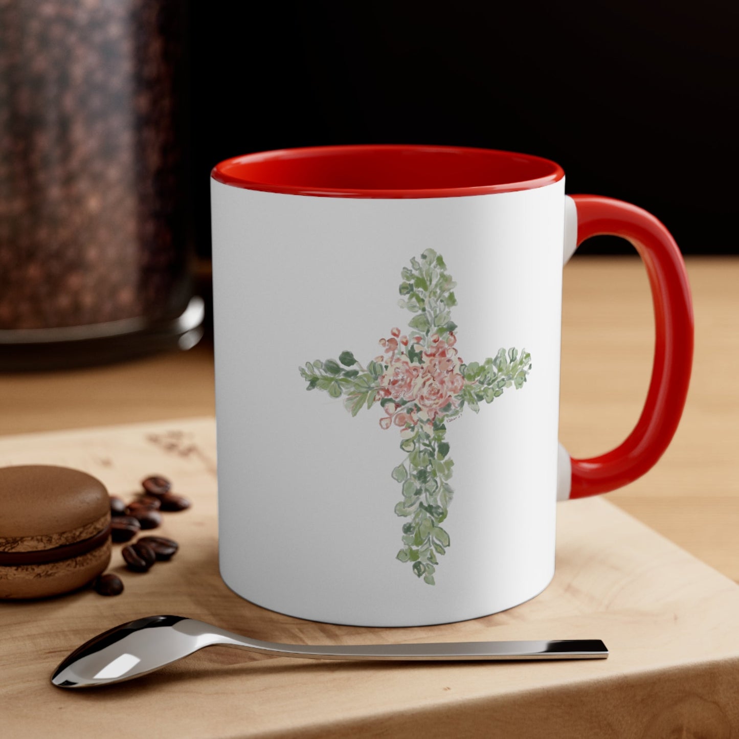 Floral Cross Coffee Mug, 11oz - Blue Cava