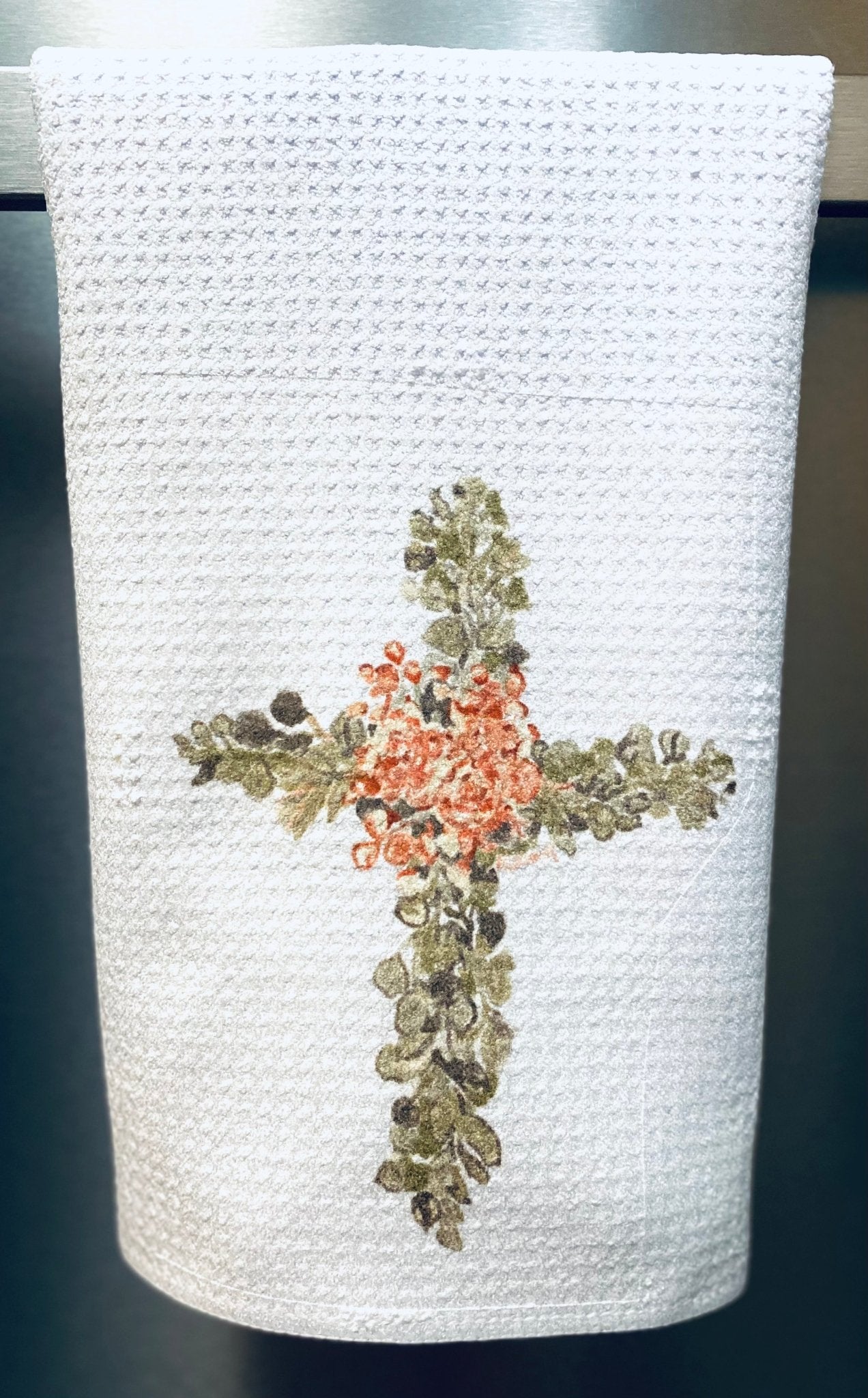 Floral Cross Microfiber Waffle Towel - Blue Cava