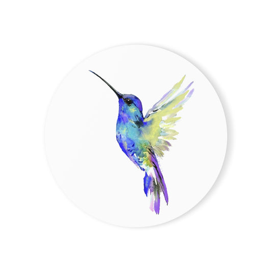 “Flossie” Hummingbird Cork Back Coasters (Round and Square) - Blue Cava