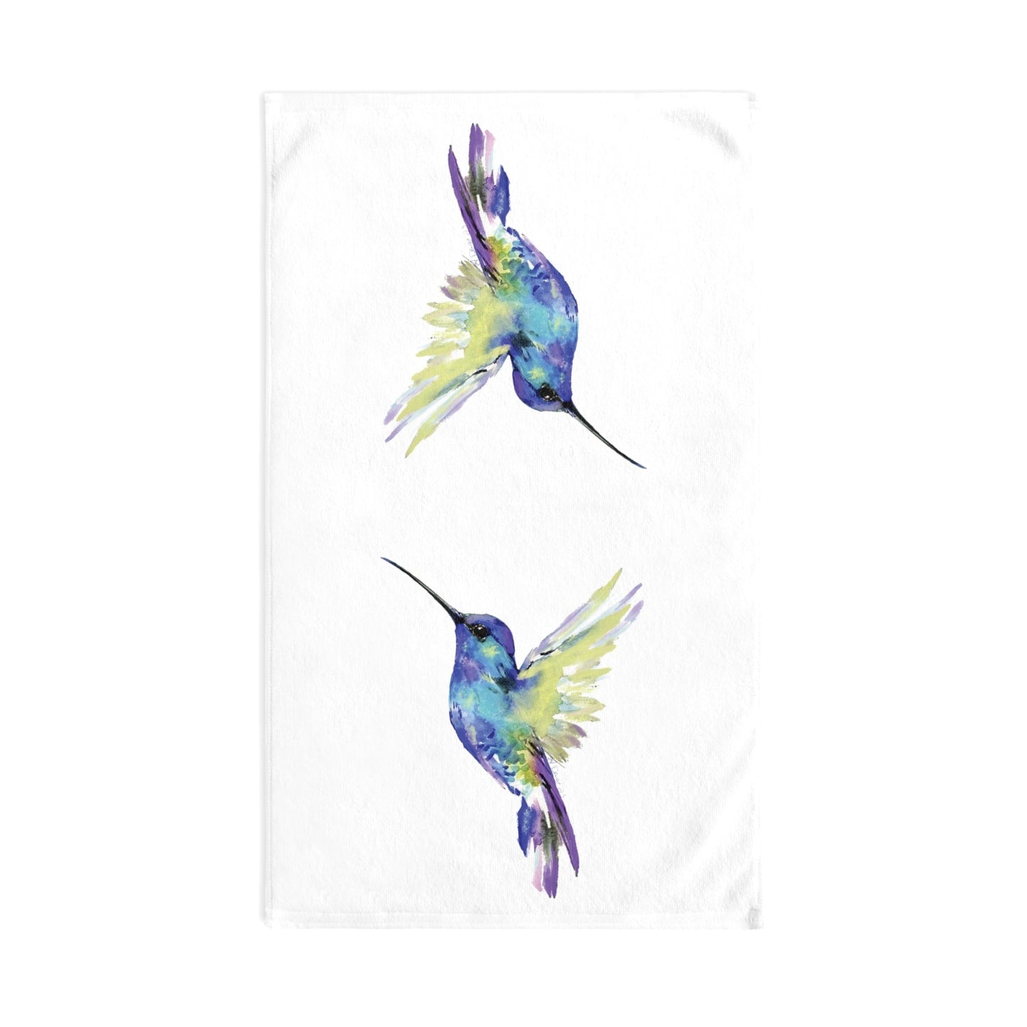 “Flossie” Hummingbird Hand Towel (Poly/Cotton) - Blue Cava