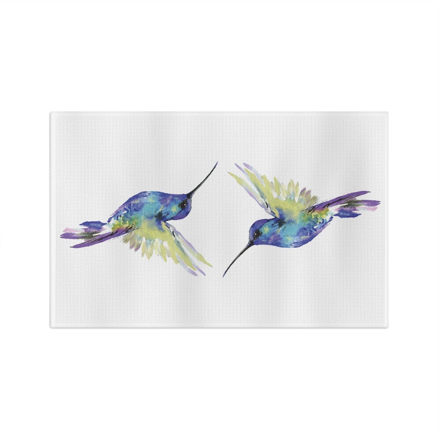 “Flossie” Hummingbird Microfiber Waffle Towel - Blue Cava