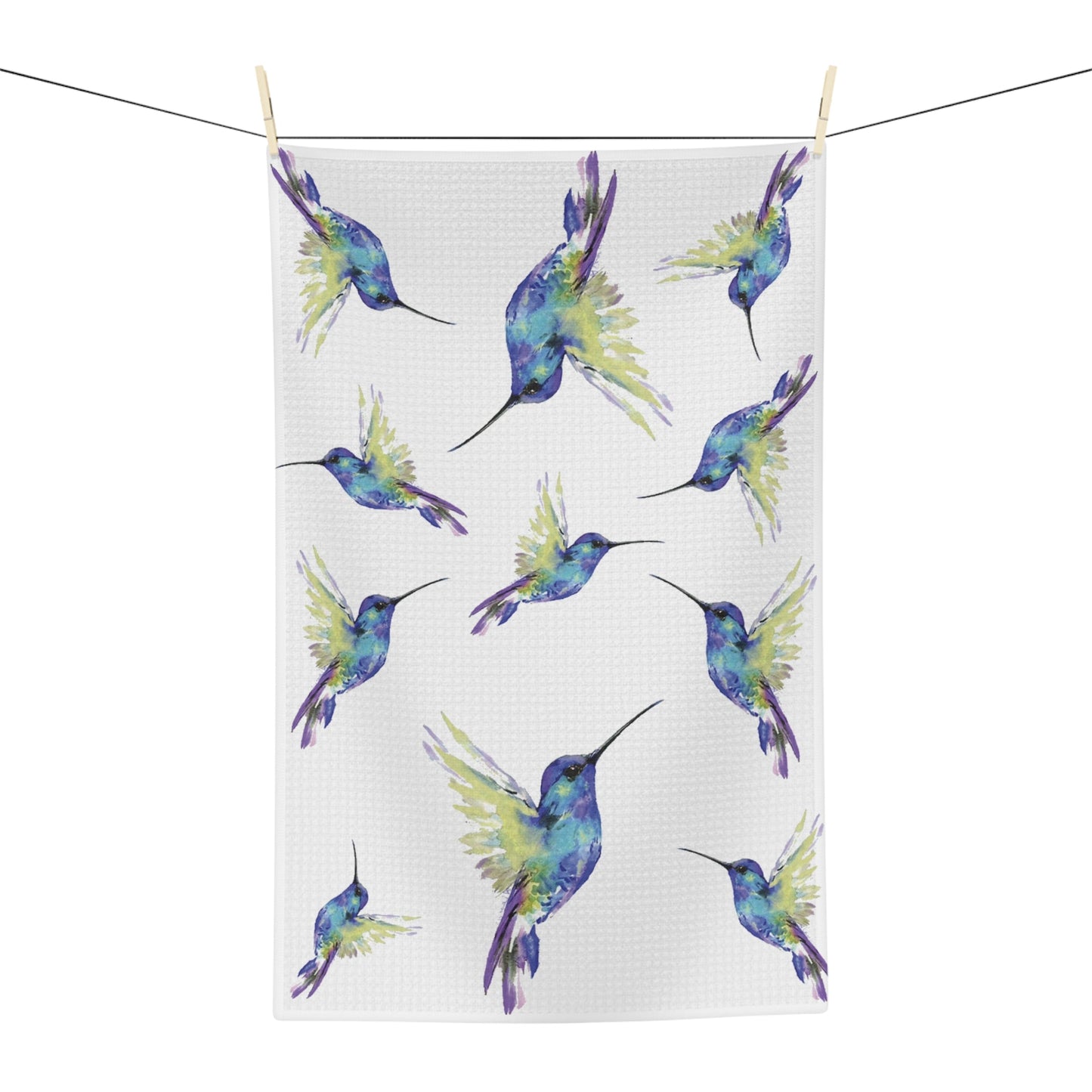 “Flossie” Hummingbirds Microfiber Towel - Blue Cava