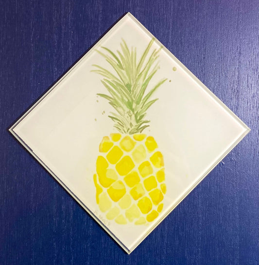 Glass Pineapple Coaster - Blue Cava