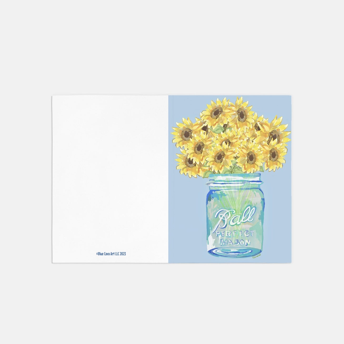 Happy Birthday Sunflowers Folded Card A7 (QTY 10) - Blue Cava