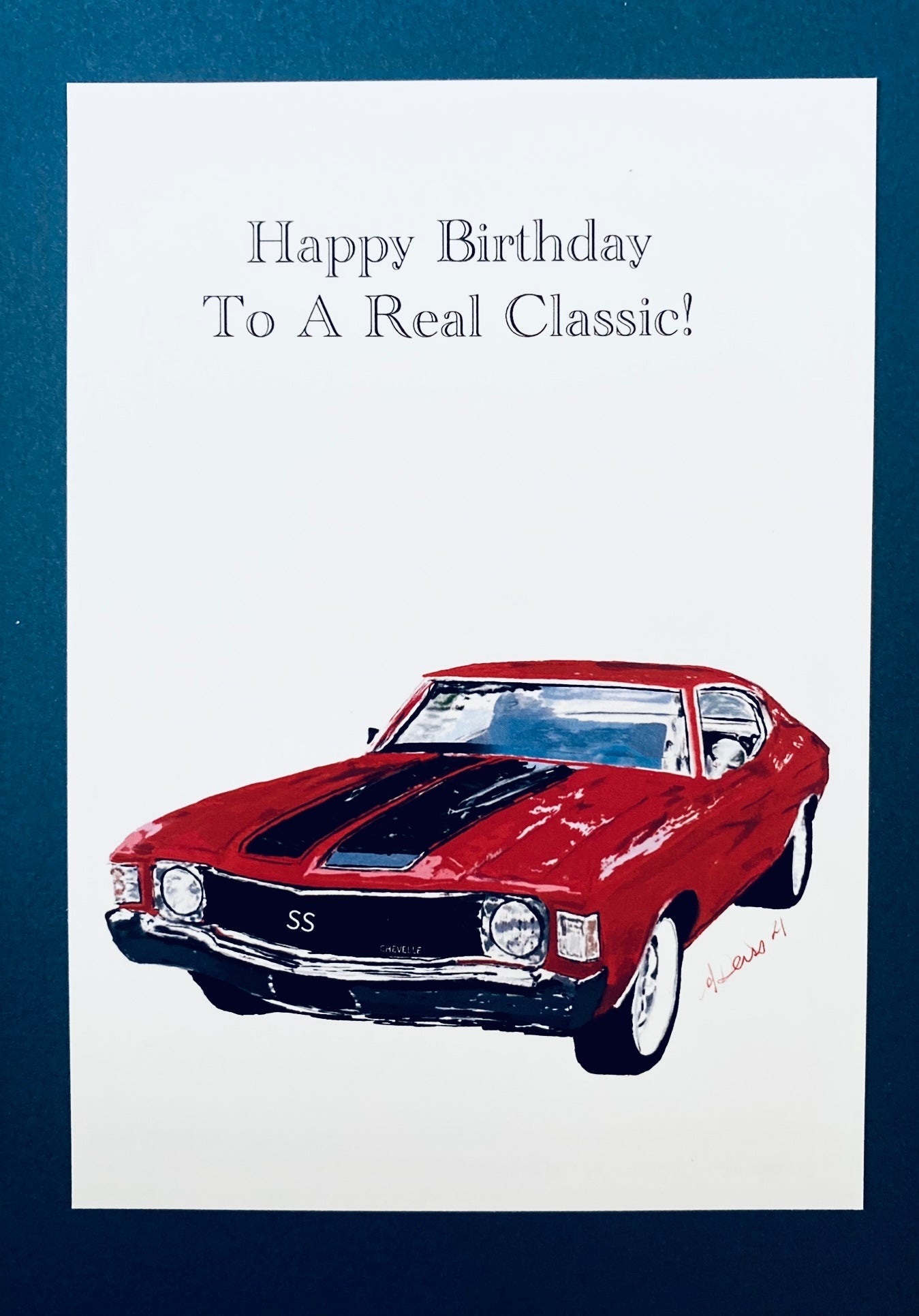 Happy Birthday To A Real Classic Greeting card (Multiple colors available) - Blue Cava