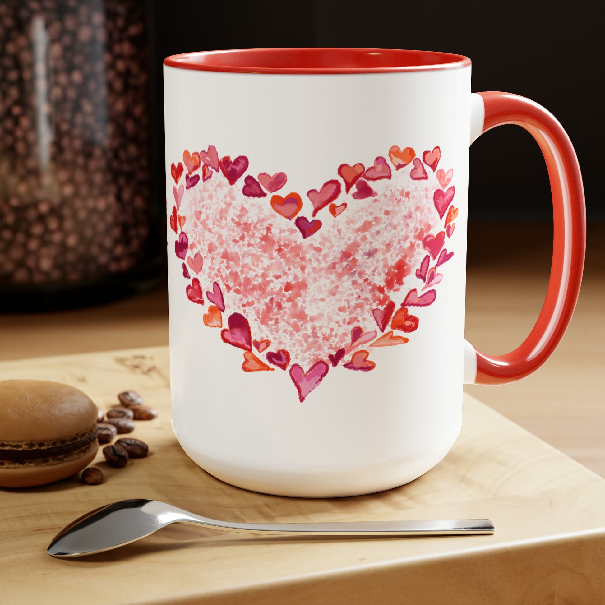 Heart of Hearts Two-Tone Coffee Mugs, 15oz (Two colors) - Blue Cava