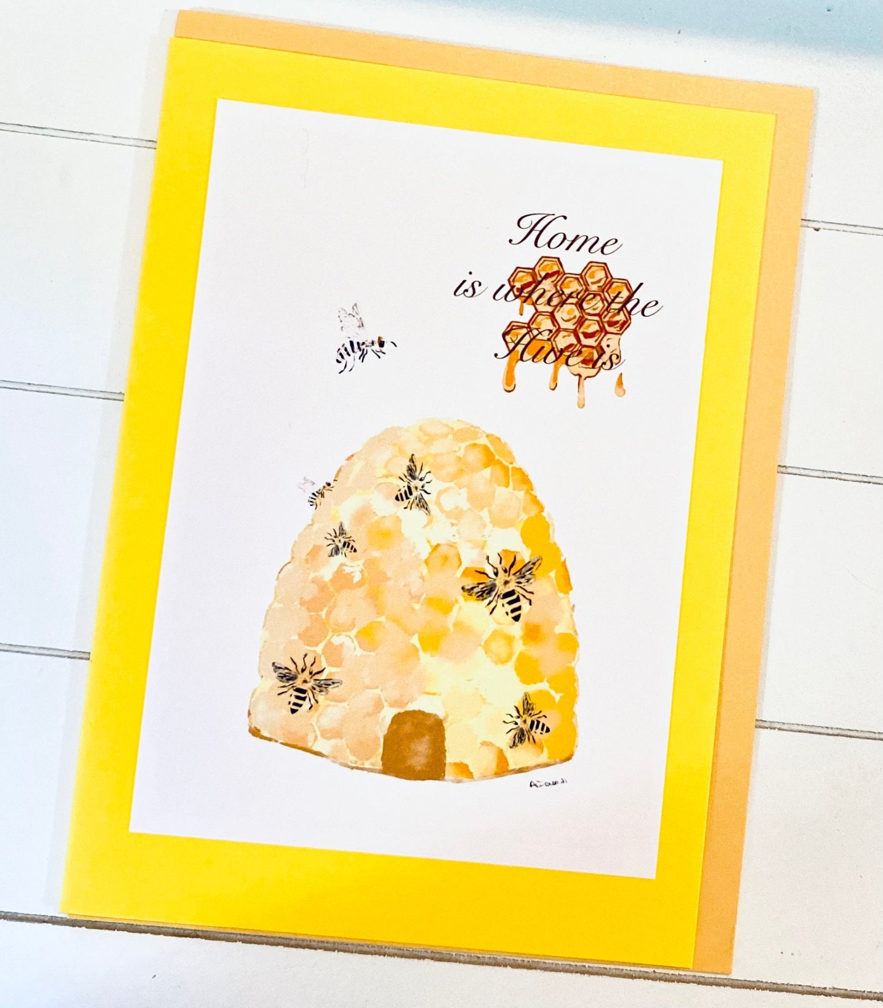 Home is where the Hive Is Greeting cards - Blue Cava