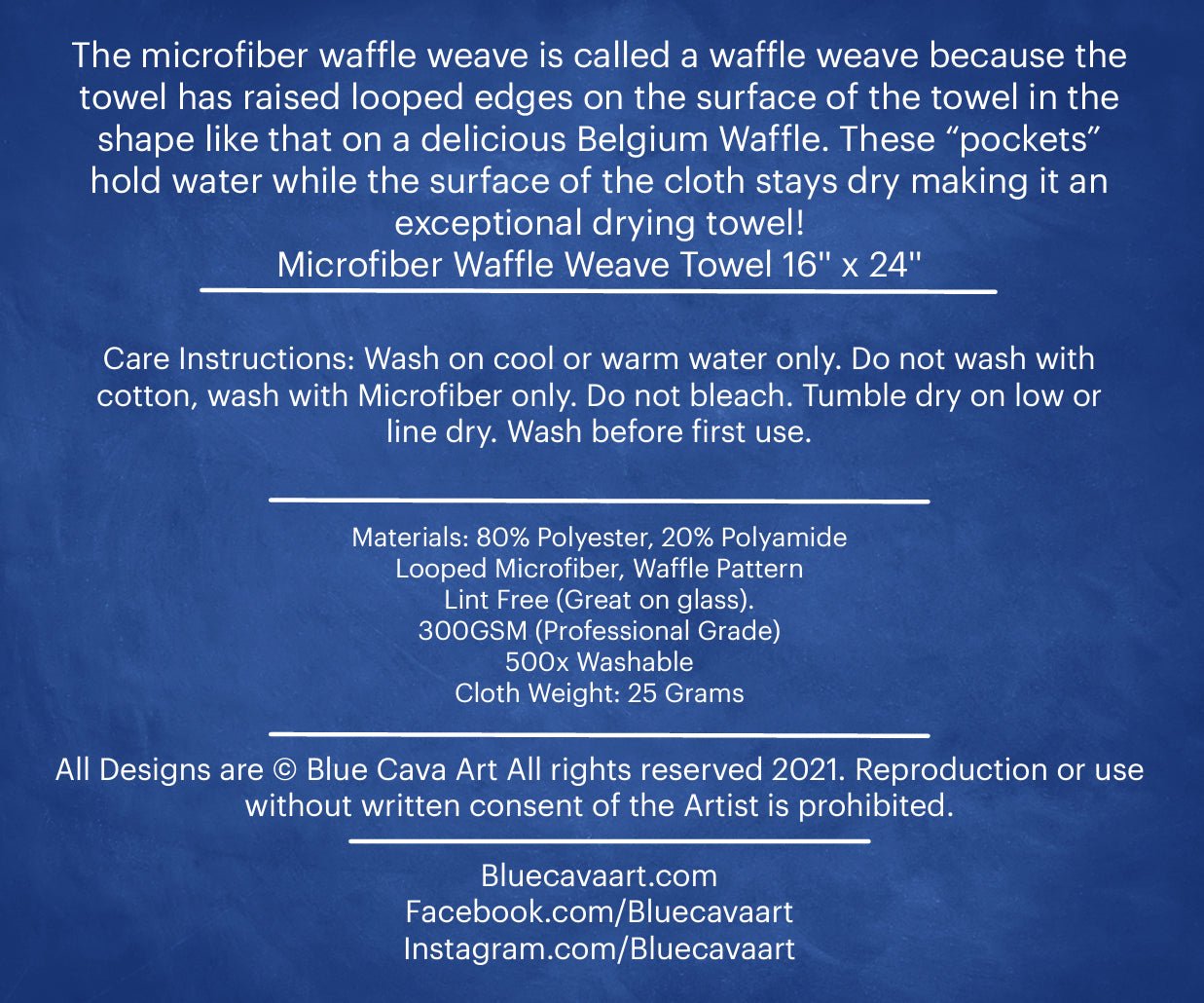 Honeycomb Microfiber Waffle Towel - Blue Cava