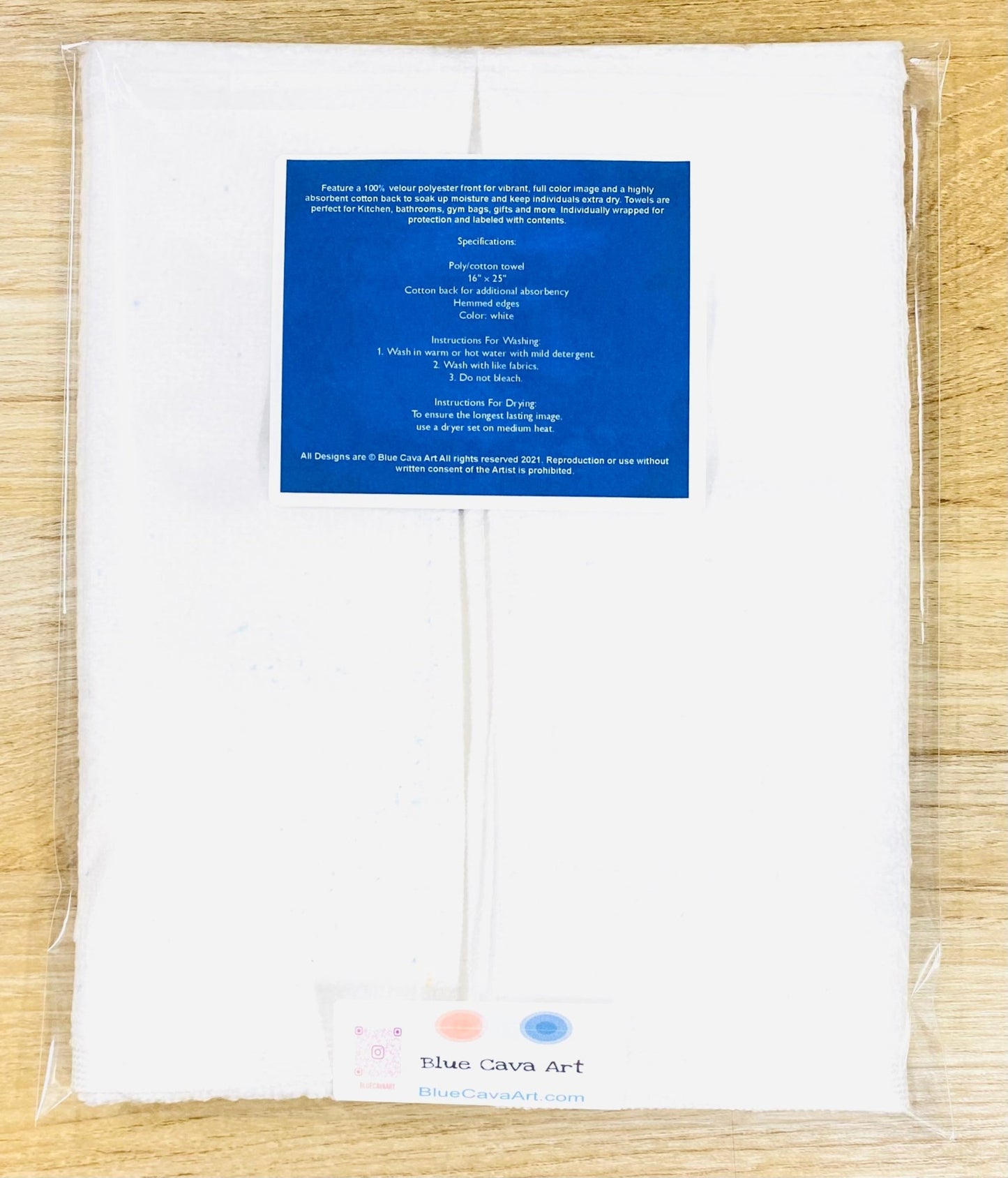 Honeycomb Tea Towel (Poly/ Cotton) - Blue Cava