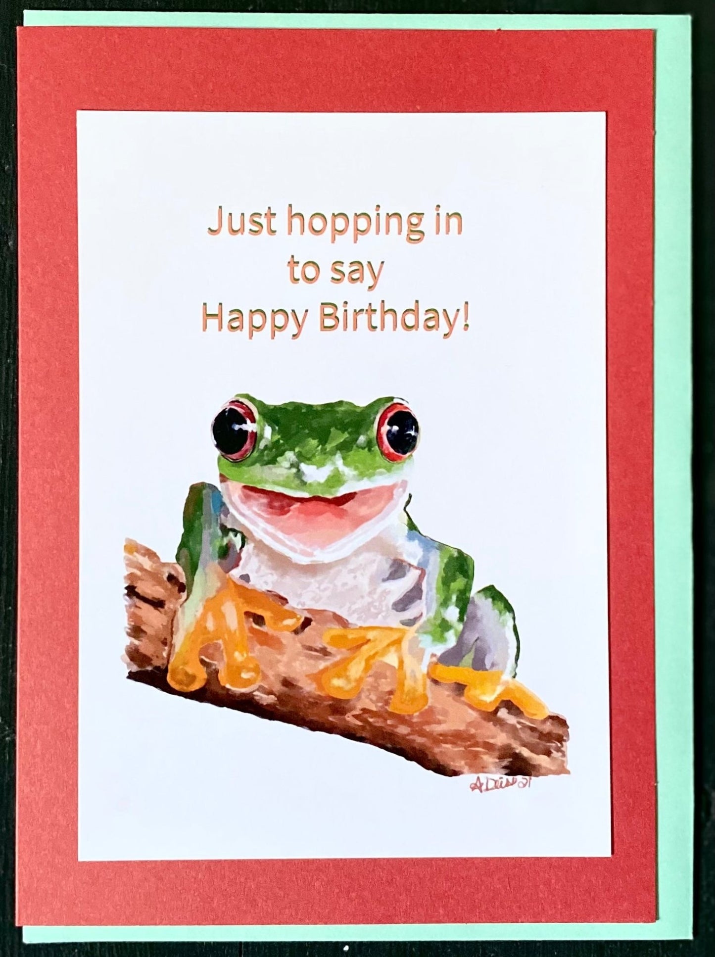 Hopping in Birthday Greeting card (Three colors available) - Blue Cava
