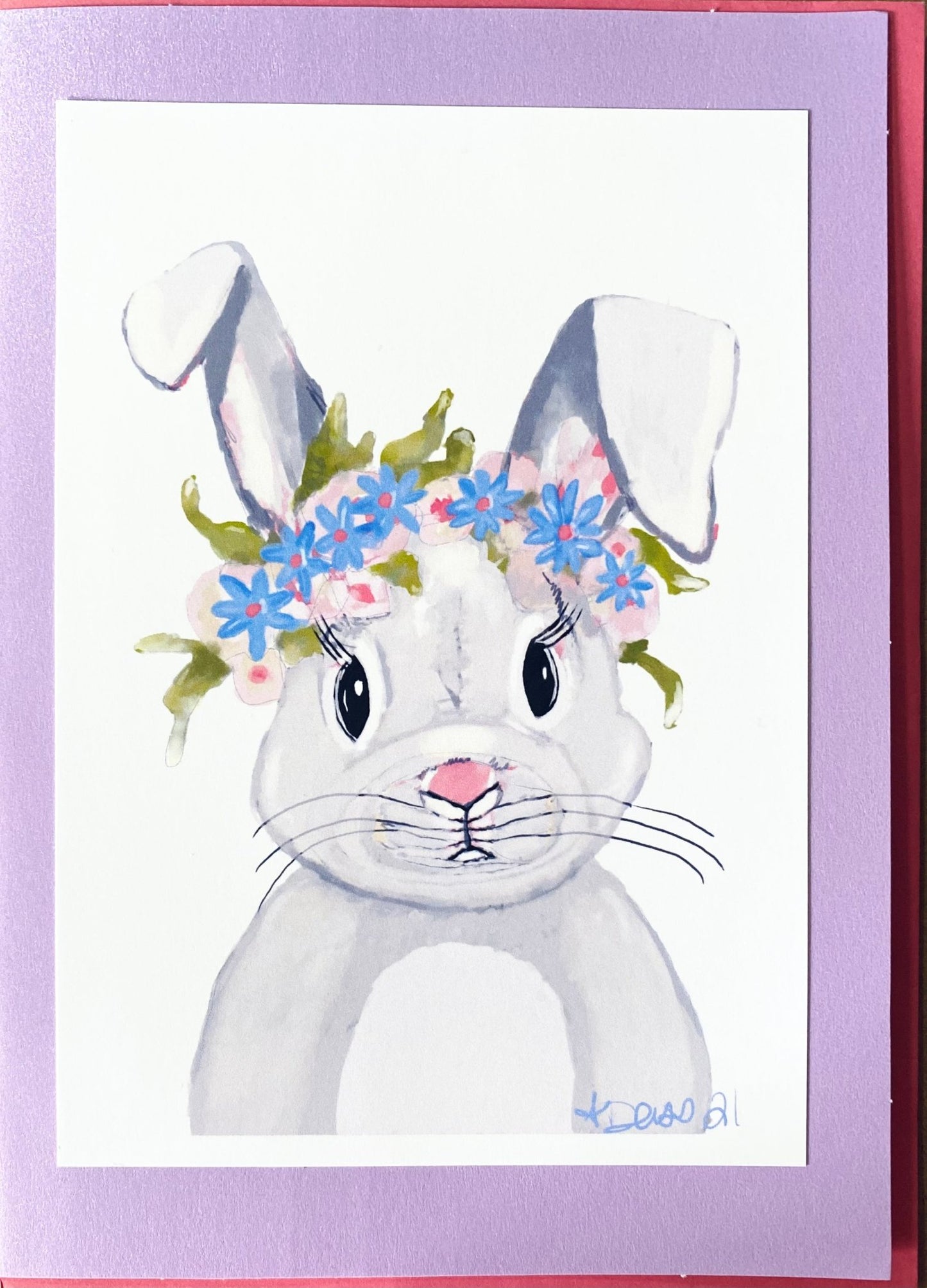 “Hops A Lot” Bunny Greeting card (Multiple colors available) - Blue Cava