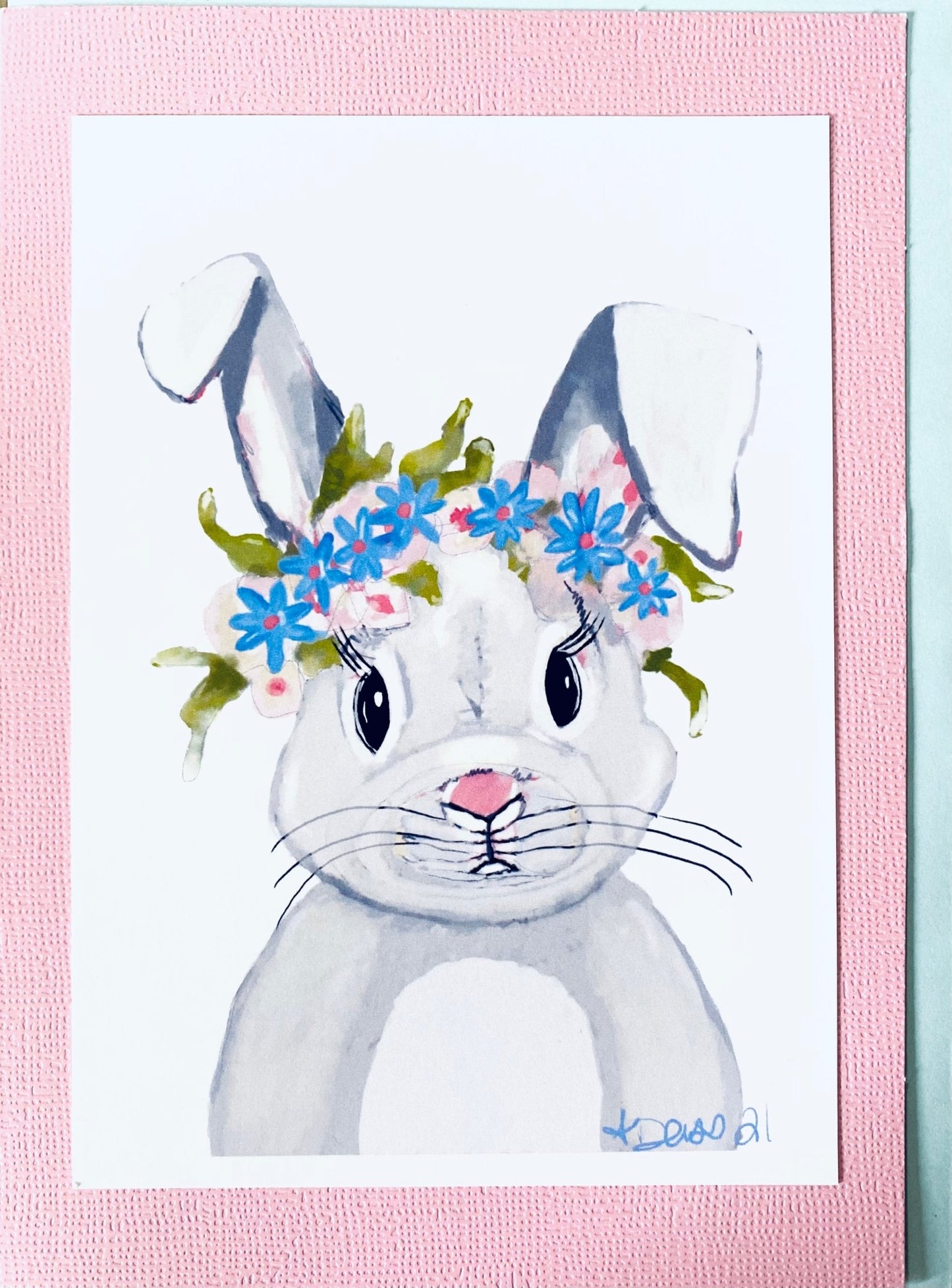 “Hops A Lot” Bunny Greeting card (Multiple colors available) - Blue Cava