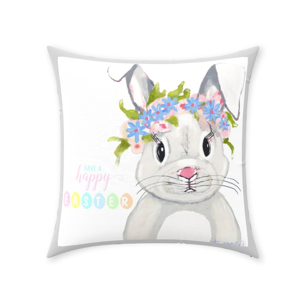 “Hops A Lot” Easter Throw Pillows - Blue Cava