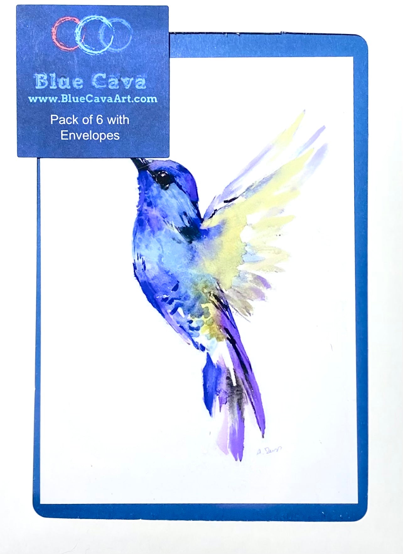 Hummingbird Greeting Card - Blue Cava