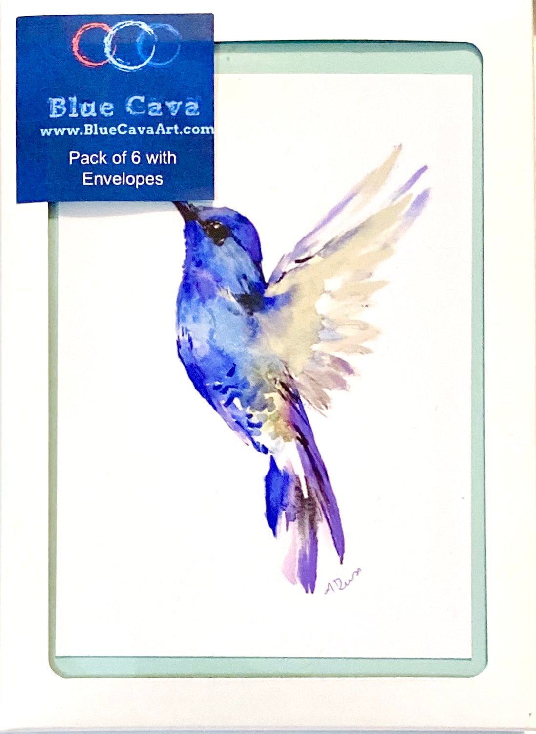 Hummingbird Greeting Card - Blue Cava