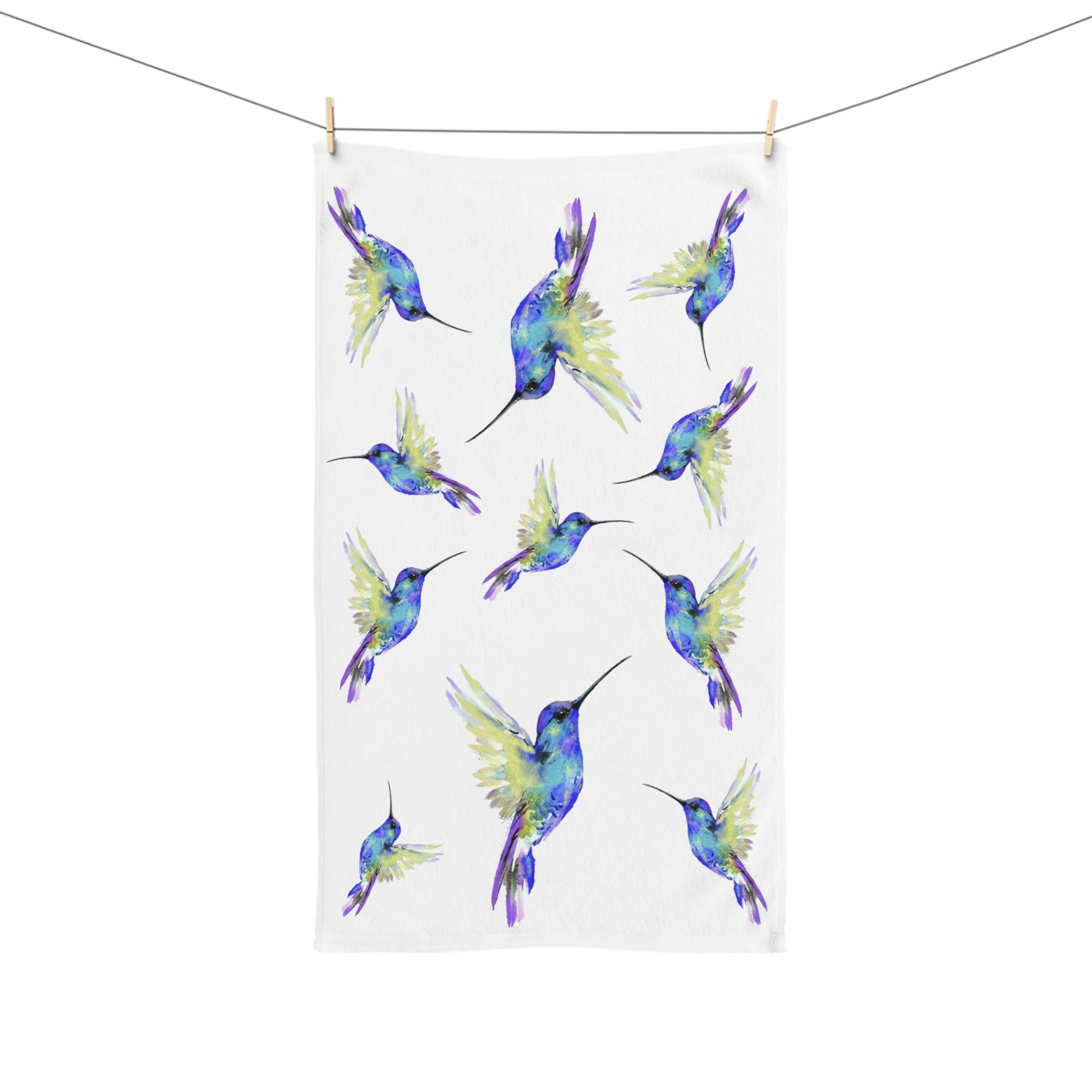 Hummingbird Hand Towel (Poly/Cotton) - Blue Cava