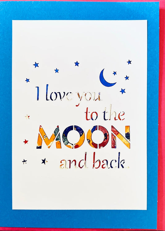 I Love you to the Moon Greeting Card - Blue Cava