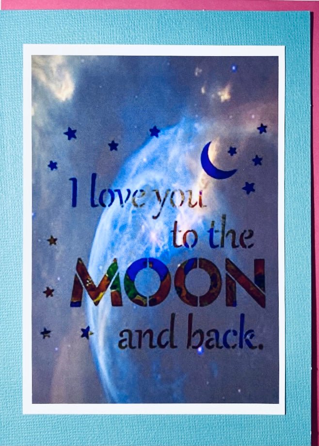 I love you to the Moon Greeting Cards (Multiple colors available) - Blue Cava
