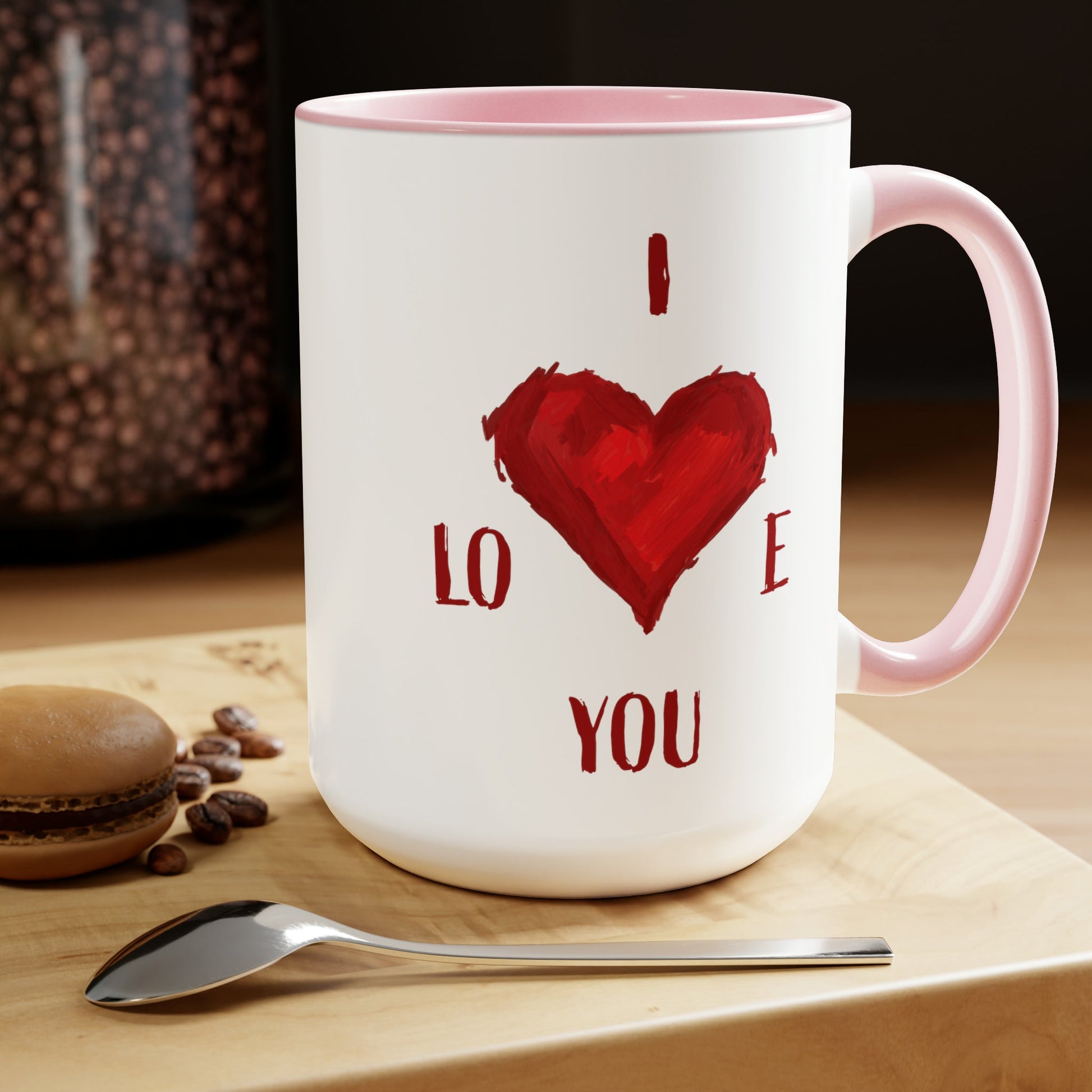 I Love You Two-Tone Coffee Mugs, 15oz - Blue Cava