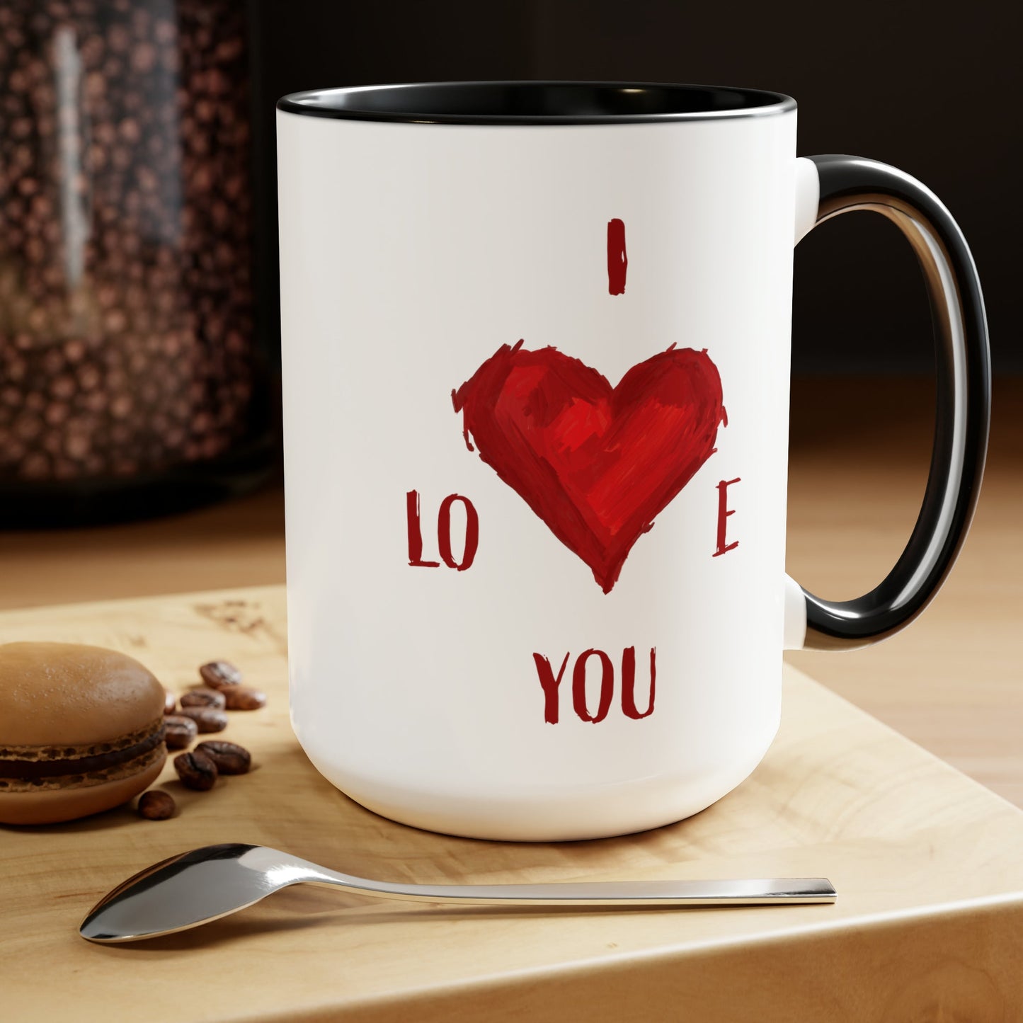 I Love You Two-Tone Coffee Mugs, 15oz - Blue Cava