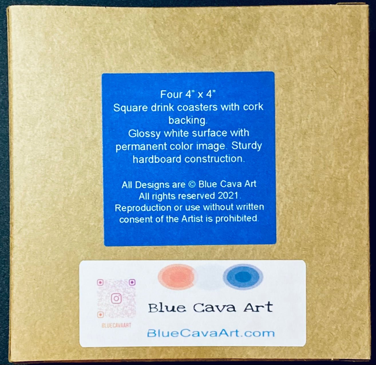 Irish Lily Coaster set - Square 4” - Blue Cava