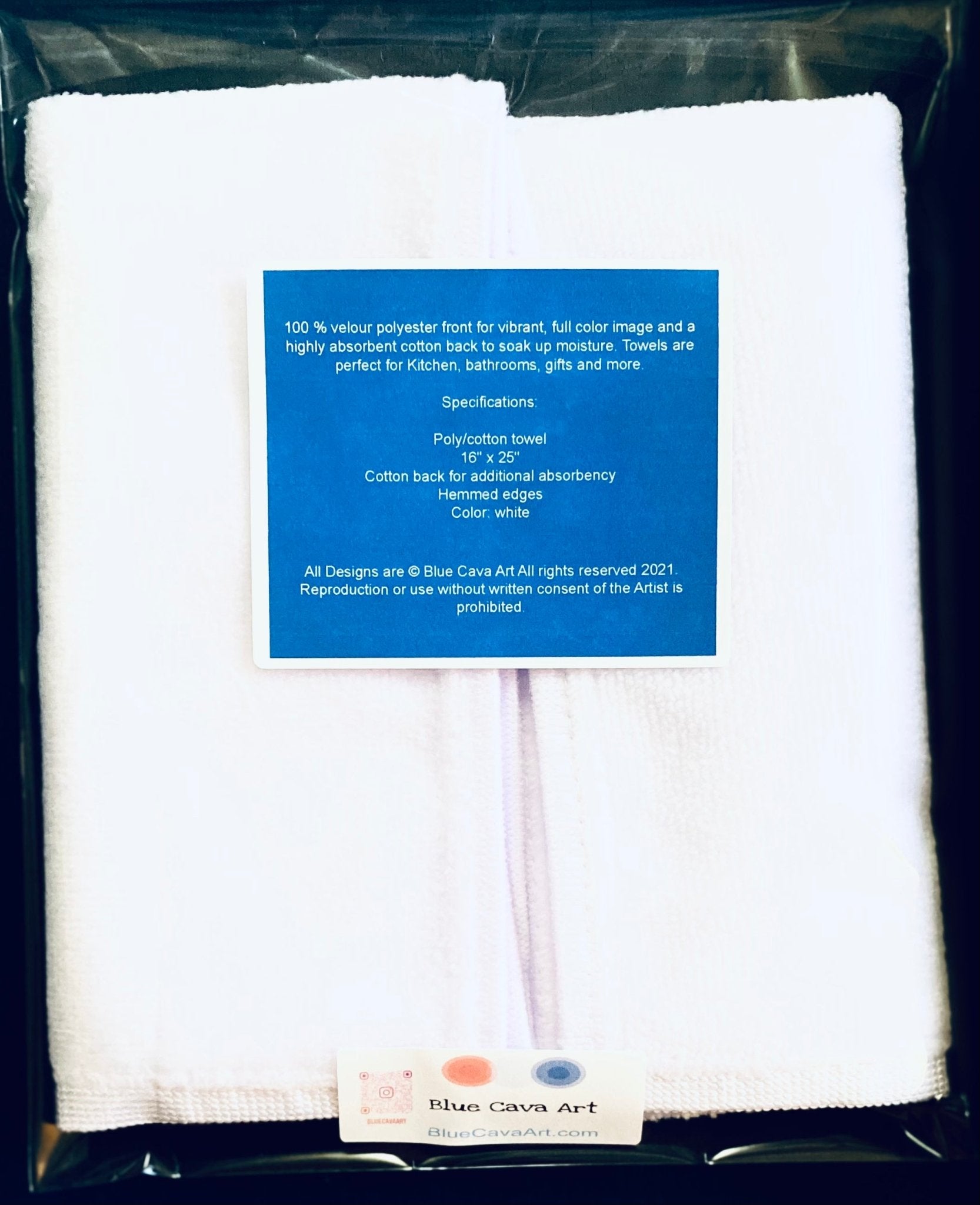 Irish Lily Tea Towel (Poly/ Cotton) - Blue Cava