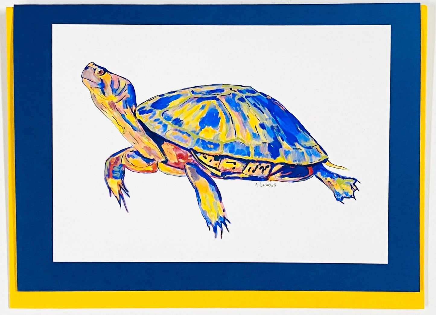 “Issac” Sea Turtle Greeting card (Two colors available) - Blue Cava