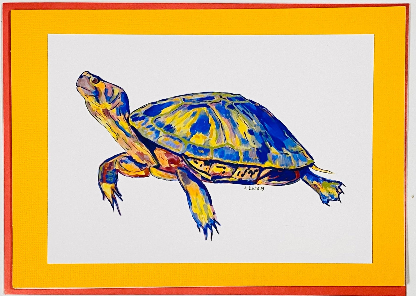 “Issac” Sea Turtle Greeting card (Two colors available) - Blue Cava
