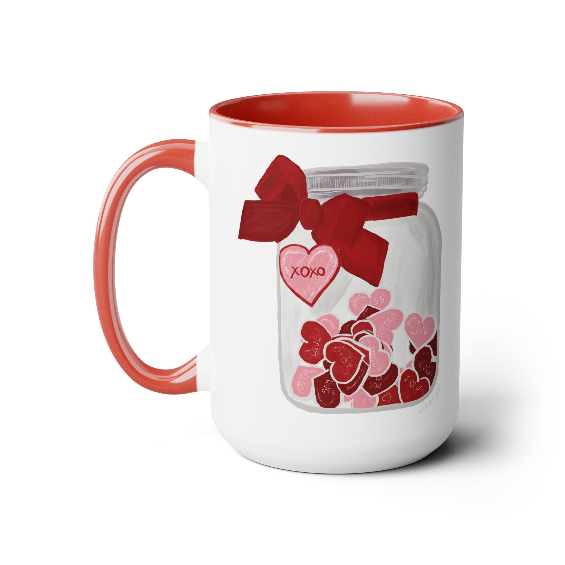 Jar of Hearts Two-Tone Coffee Mugs, 15oz (Multiple colors) - Blue Cava