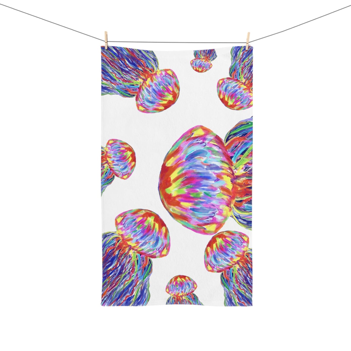 Jellyfishes Hand Towel (Poly/Cotton) - Blue Cava