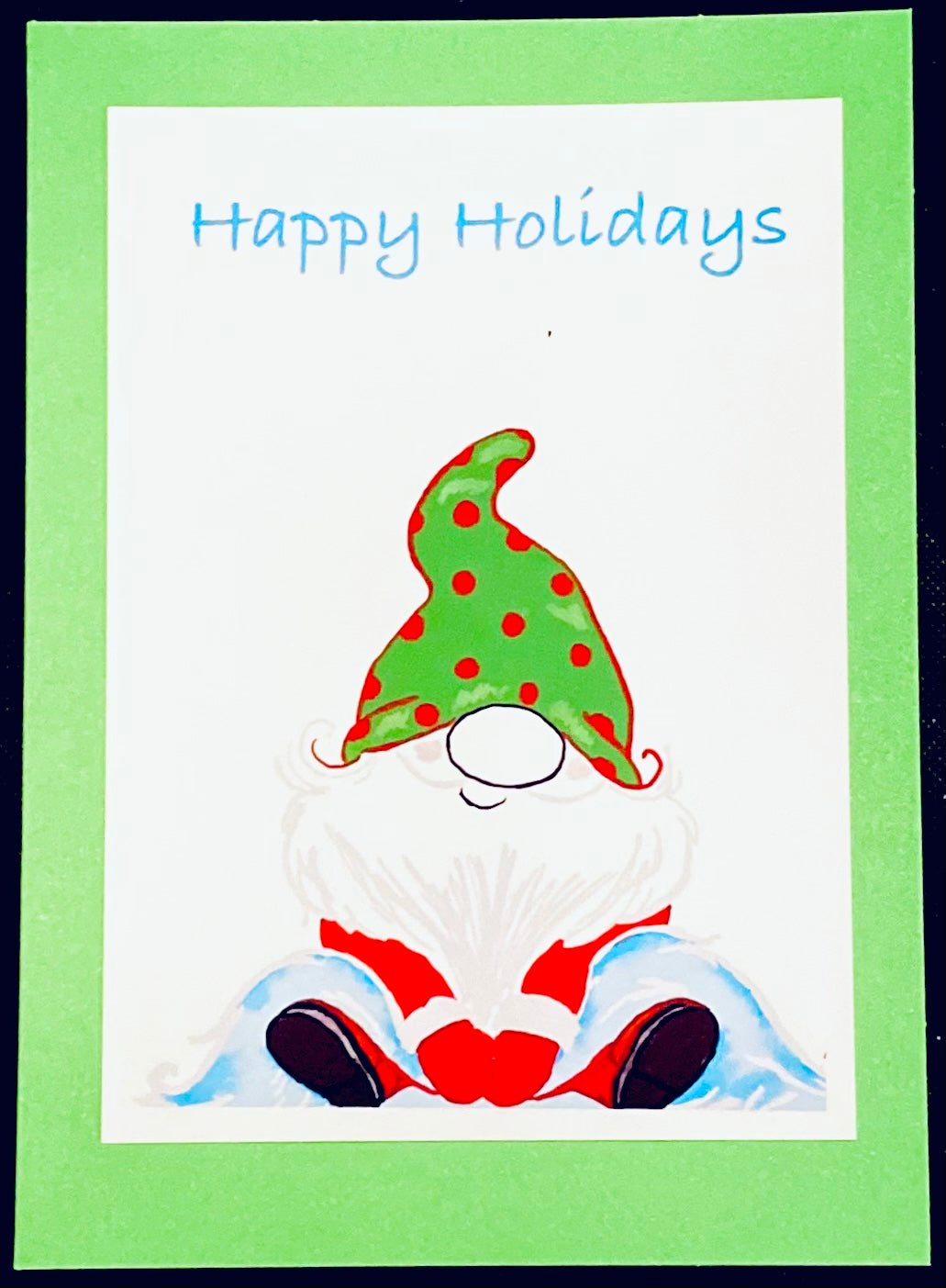 Jingles Christmas Gnome Greeting cards (Two colors available) - Blue Cava