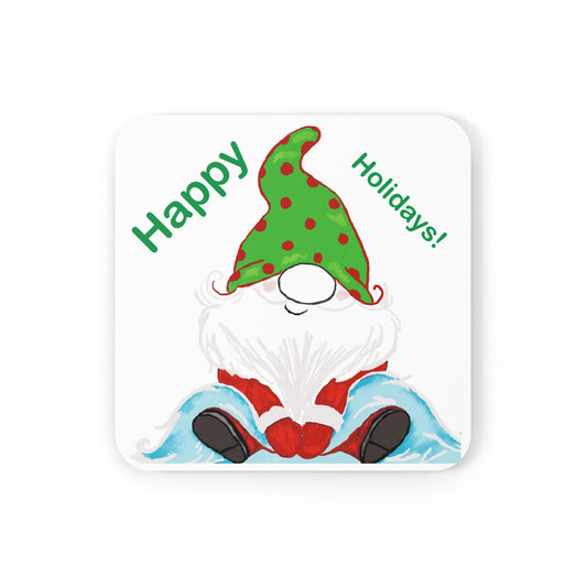 “Jingles” Happy Holidays Cork Back Coasters (Square and Round) - Blue Cava