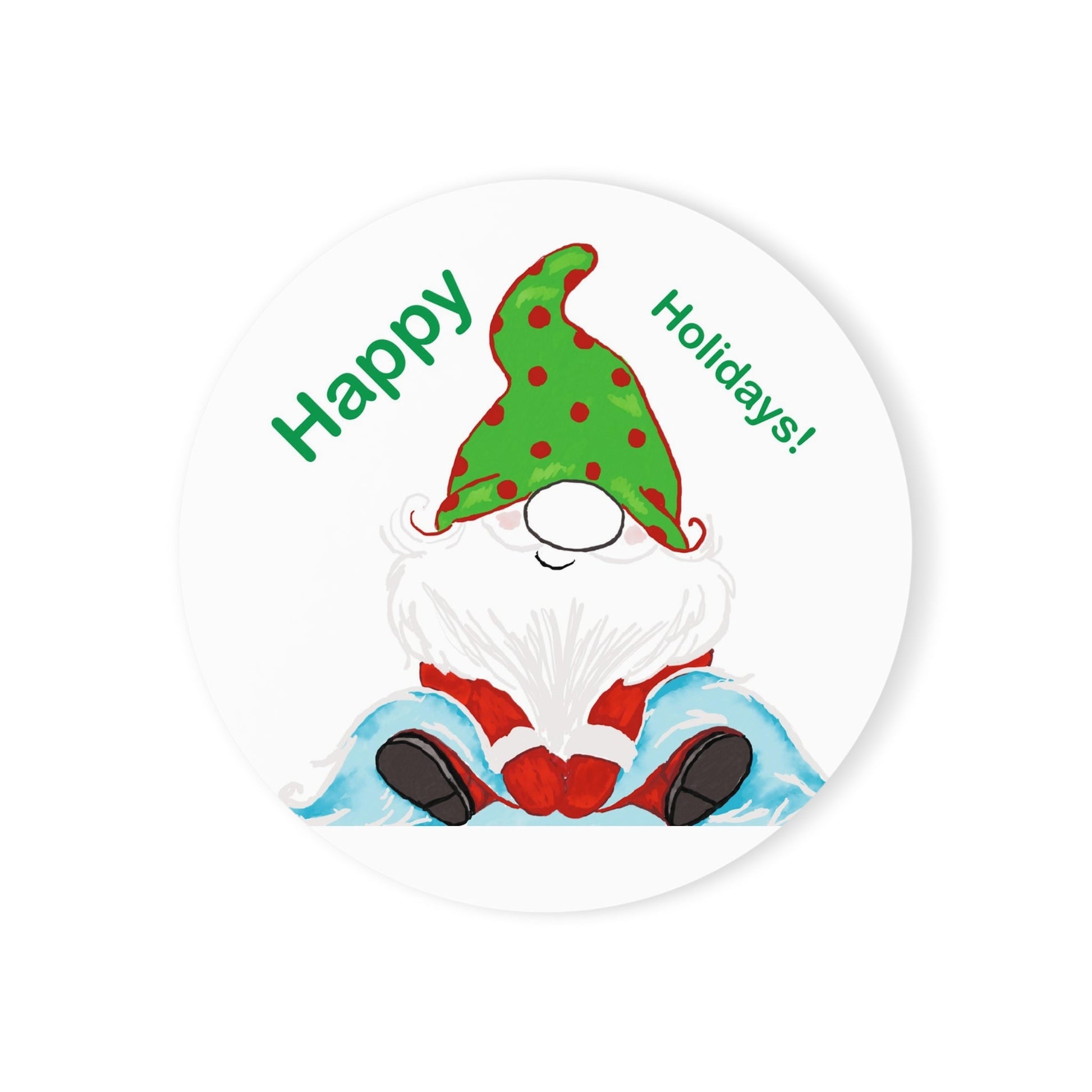 “Jingles” Happy Holidays Cork Back Coasters (Square and Round) - Blue Cava