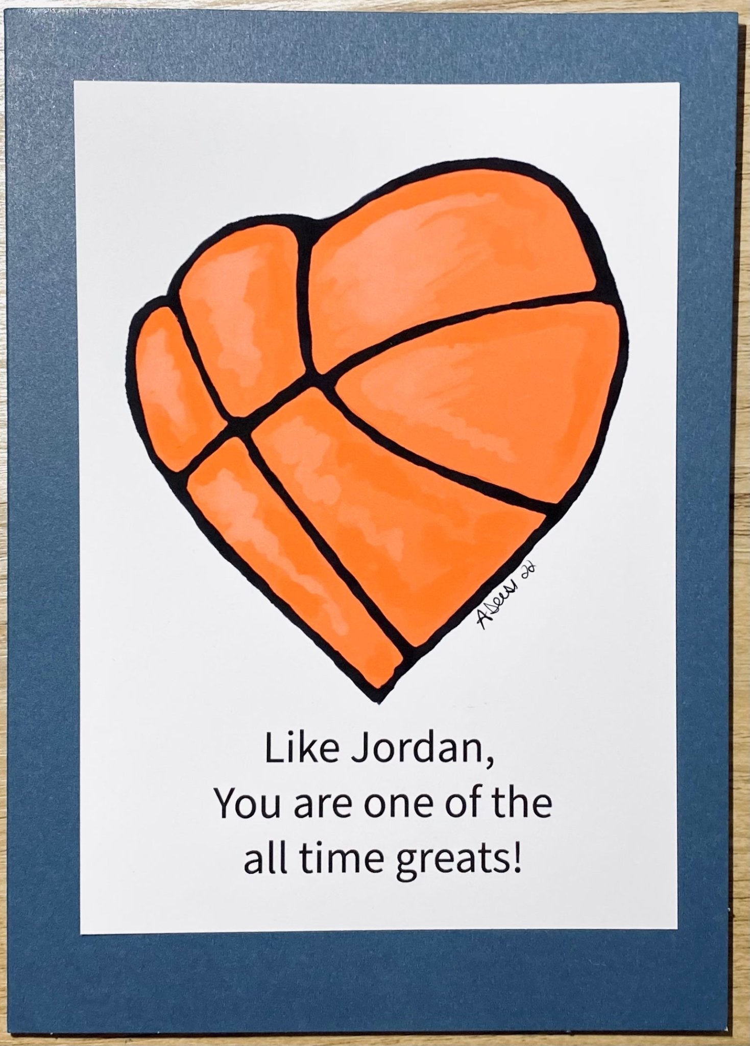 “Jordan” Heart Greeting Card - Blue Cava