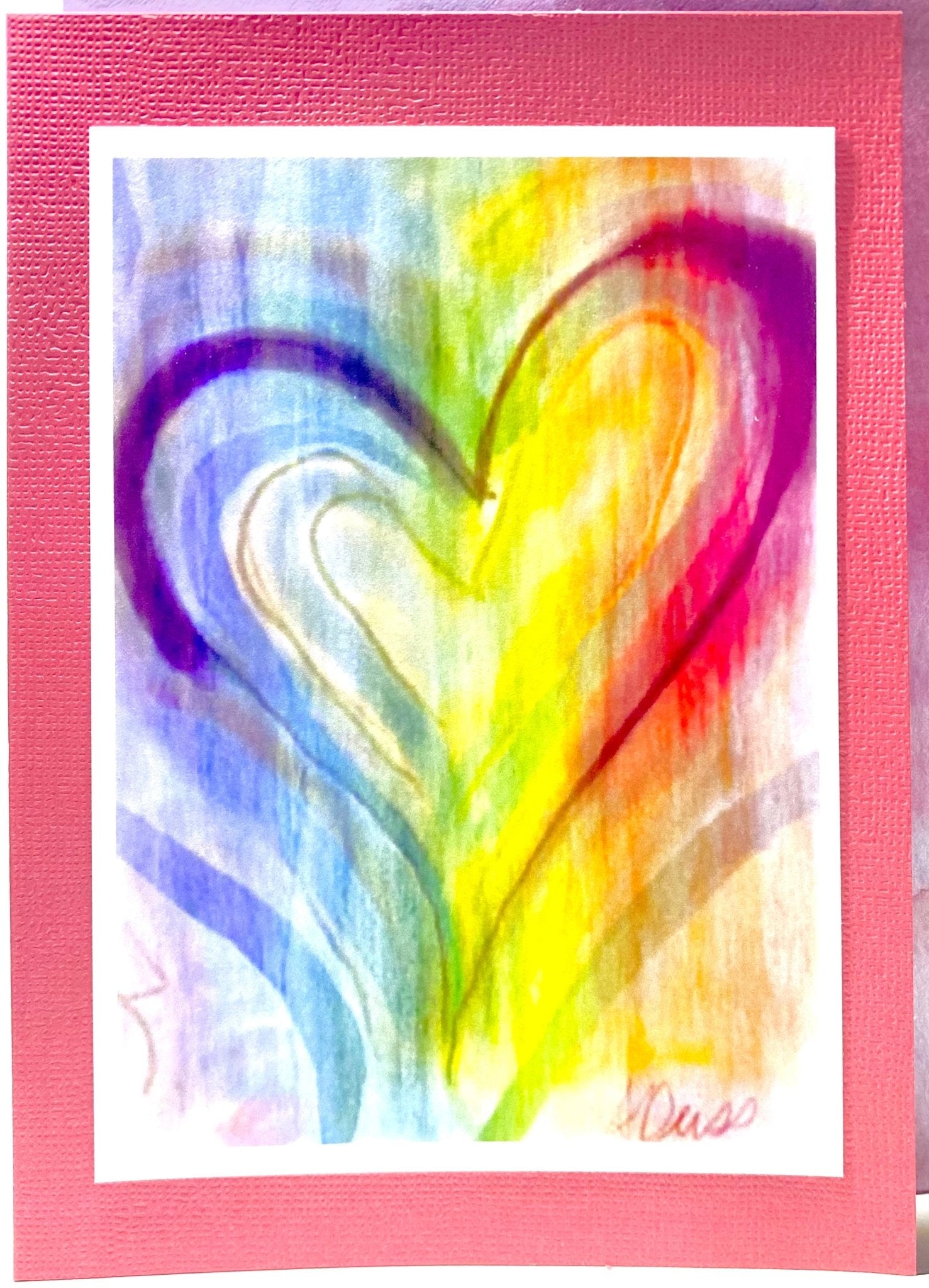 “Kris” Watercolor Heart Greeting Card (Multiple colors available) - Blue Cava