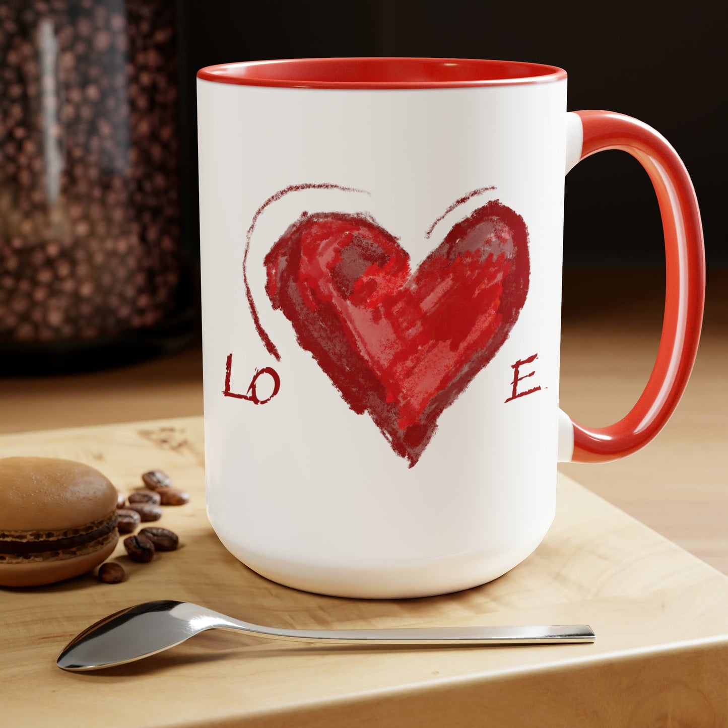 Love Heart Two-Tone Coffee Mugs, 15oz (Two colors) - Blue Cava