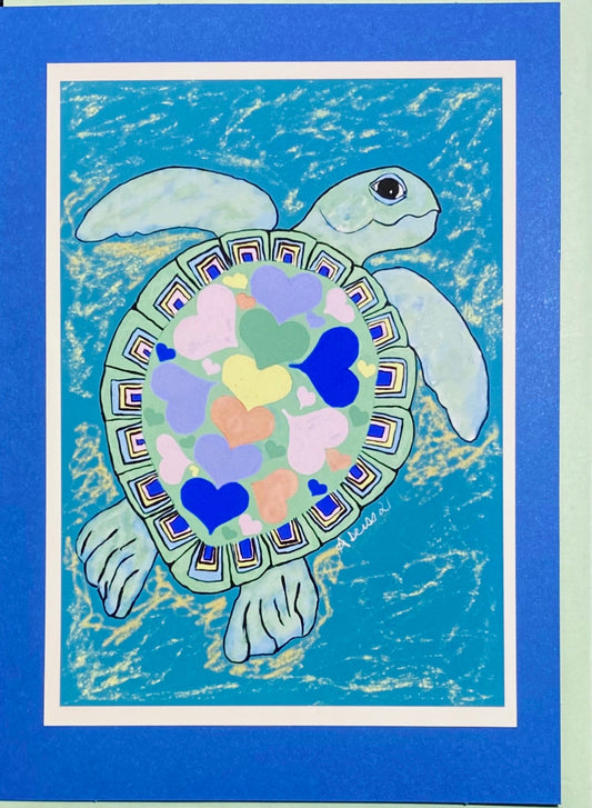 “Love” Sea Turtle Greeting card - Blue Cava